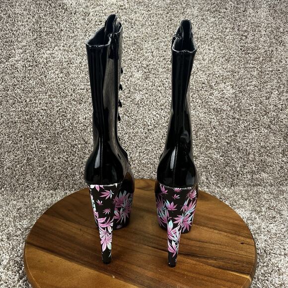 Ellie 7" Stiletto Women's 11 Lace Up Boots Print Wrapped Pf Shoes 709/Juicy - Picture 5 of 10